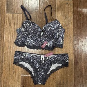 Adore Me Black and White Polka Dot Lingerie Set